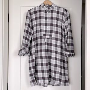 The Sleep Shirt brand cozy flannel night shirt in grey plaid